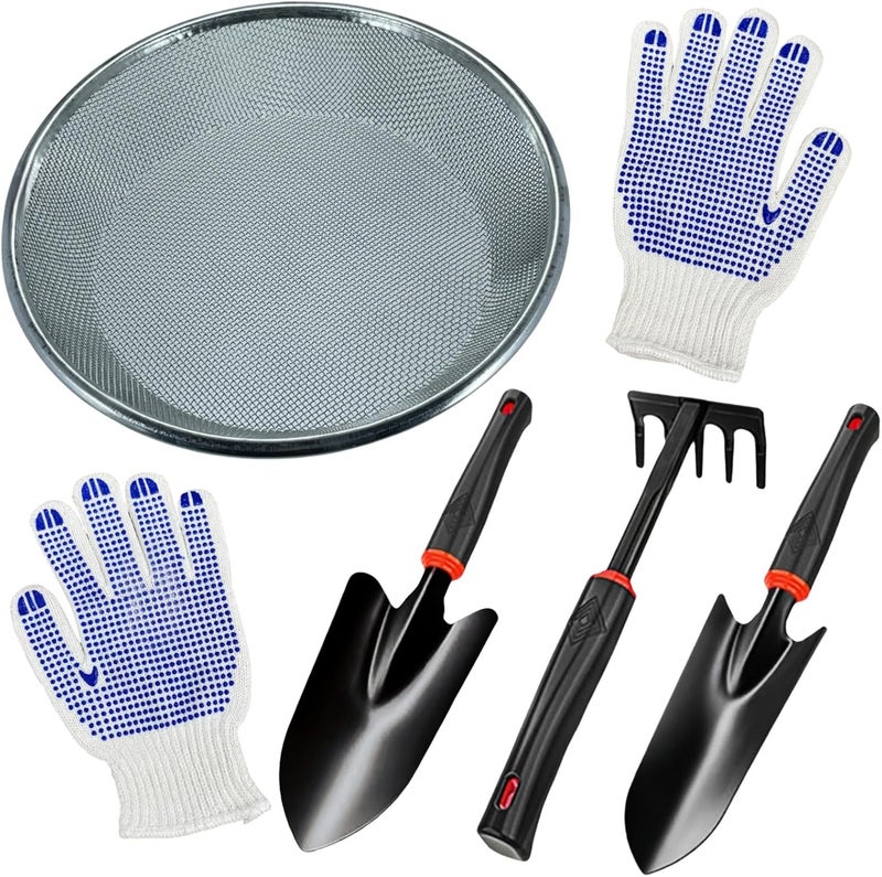 SWHSMLB Garden Tool Set, Includes 1/8-inch Mesh Gardening Sifter, Trowel, Transplanter, and Cultivator for Outdoor Gardening, Ergonomic Yard Tool Kit - Image 1